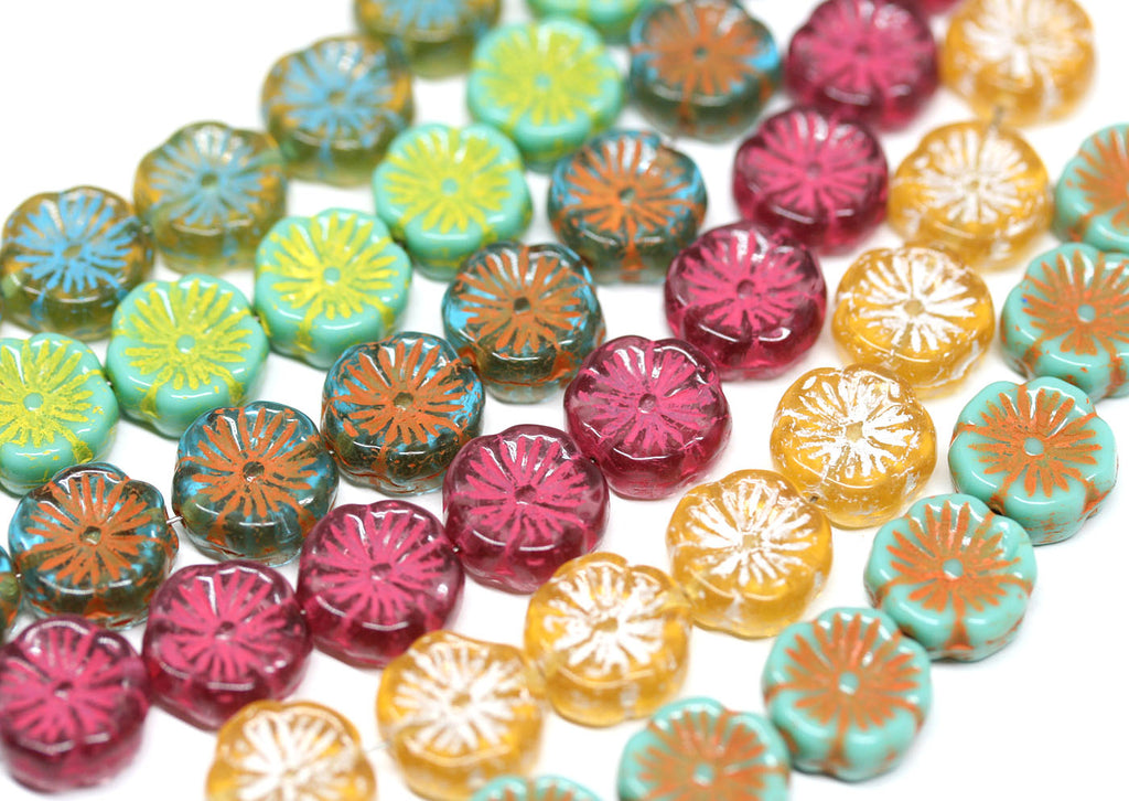 Small Glass Daisy Flower Beads, Premium Quality Hand Blown Glass