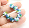 8mm Blue green white cathedral Czech glass fire polished beads - 8Pc