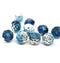 8mm Mixed blue rose bud flower round fire polished beads 10pc
