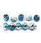 8mm Mixed blue rose bud flower round fire polished beads 10pc
