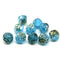 8mm Indicolite blue rose bud flower round fire polished beads 10pc