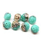 8mm Turquoise green rose bud flower round fire polished beads 8pc