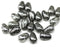 9x6mm Silver wash teardrop black czech glass pear beads 20pc