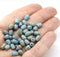 7x5mm Blue teardrop rustic wash czech glass picasso pear beads, 40pc