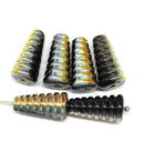 19x10mm Large cone czech glass beads Black metallic luster, 6pc