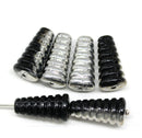 19x10mm Large cone czech glass beads Black silver luster, 6pc