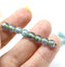 6mm Blue green druk round czech glass bead spacers silver wash - 30Pc