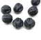 12mm Frosted black melon czech glass beads, 8pc