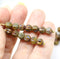 6mm Mixed brown round druk melon shape czech glass picasso beads, 30Pc