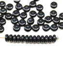 5mm Jet black czech glass rondelle beads - 100pc