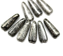 17x6mm Long black triangle beads silver wash Czech glass beads, 10Pc