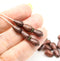 9x6mm Copper wash teardrop black czech glass pear beads 20pc