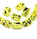 12x8mm Rectangle yellow black czech glass beads, 10pc