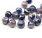 8mm Blue pink Czech glass round baroque beads, luster, 20Pc