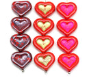 14mm Red heart Czech glass beads - 6pc