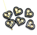 14mm Heart shape Czech glass beads - 6pc