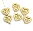 14mm Heart shape Czech glass beads - 6pc