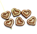 14mm Heart shape Czech glass beads - 6pc