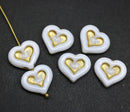 14mm Heart shape Czech glass beads - 6pc