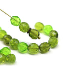 8mm Green round czech glass fire polished beads mix - 20Pc