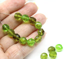8mm Green round czech glass fire polished beads mix - 20Pc