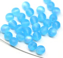 6mm Seaglass blue czech glass round druk beads 30Pc