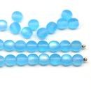 6mm Seaglass blue czech glass round druk beads 30Pc