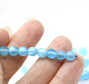 6mm Seaglass blue czech glass round druk beads 30Pc