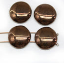 18mm Round cabochon beads Two holes coin dome shape, metallic, 4Pc