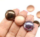 18mm Round cabochon beads Two holes coin dome shape, metallic, 4Pc