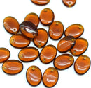 12x9mm Brown topaz Oval flat drop czech glass beads top drilled - 20Pc
