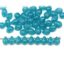 5x7mm Sea blue glass drops, czech teardrop beads, 50pc
