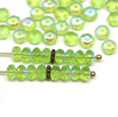 3x5mm Grass green AB dinish rondelle beads, czech glass, 50pc