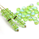 3x5mm Grass green AB dinish rondelle beads, czech glass, 50pc