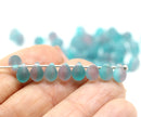 5x7mm Frosted teal purple glass drops, czech teardrop beads, 50pc