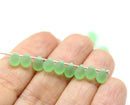 5x7mm Frosted light green glass drops, seaglass czech teardrop beads, 50pc