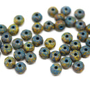 3x5mm Rustic yellow blue rondelle beads, czech glass, 40pc