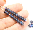 3x5mm Montana blue czech glass beads spacers, luster - 40pc