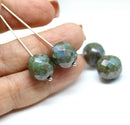12mm Picasso mother of pearl shine Czech Glass round fire polished beads 4pc