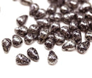 4x6mm Dark red silver wash teardrop Czech glass beads, 50Pc