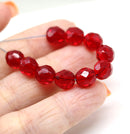 8mm Red round czech glass beads fire polished - 15Pc