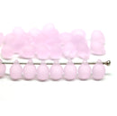 5x7mm Frosted rose pink glass drops, czech teardrop beads - 30pc