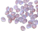 5x7mm Frosted blue purple teardrops czech glass beads, 50pc