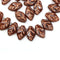 12x7mm Brown copper leaf beads, czech glass, 30pc
