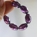 12x8mm Dark purple barrel Czech glass fire polished oval beads luster, 6Pc