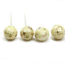 12mm Pale yellow gold flakes Czech Glass round fire polished beads 4pc