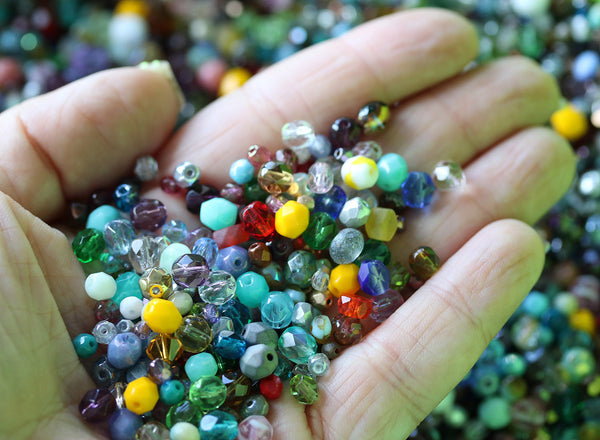 Czech glass beads mix fire polished round spacers 15 gram