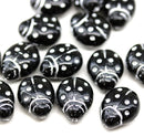 14x11mm Black ladybug Czech glass beads 15pc per color
