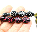 14x11mm Black ladybug Czech glass beads 15pc per color