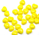 6mm Bright yellow heart czech glass beads - 30pc